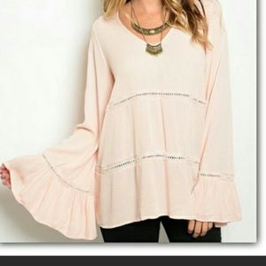 Pink loose wide sleeve top
